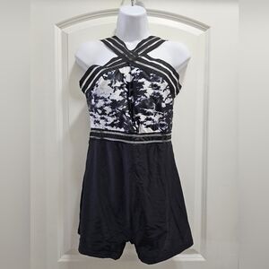 Tie Dye Contrast Mesh One Piece Swimsuit Size 8/10 (L)